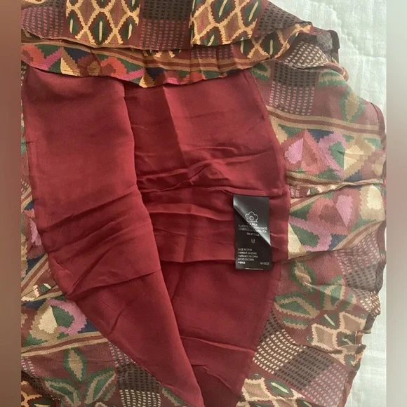 Anthropologie Farm Rio chiffon mini skirt Sz M Multicolor pineapple